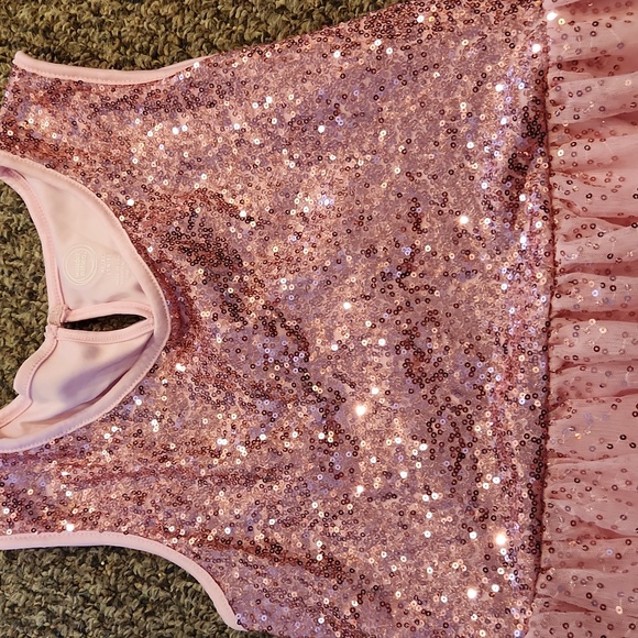 Girl's Pink Sequin Tulle Dress Size XL - Picture 3 of 8